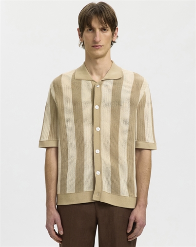 Selected - SLHShane Polo Cardigan - Birch/ White Pepp